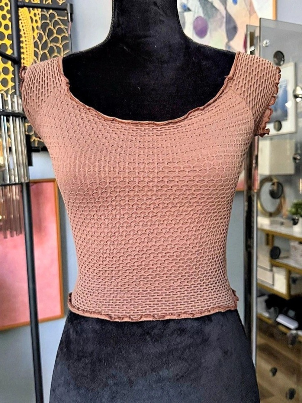 Freepeople Mocha Brown stretchy baby tee, XS/S